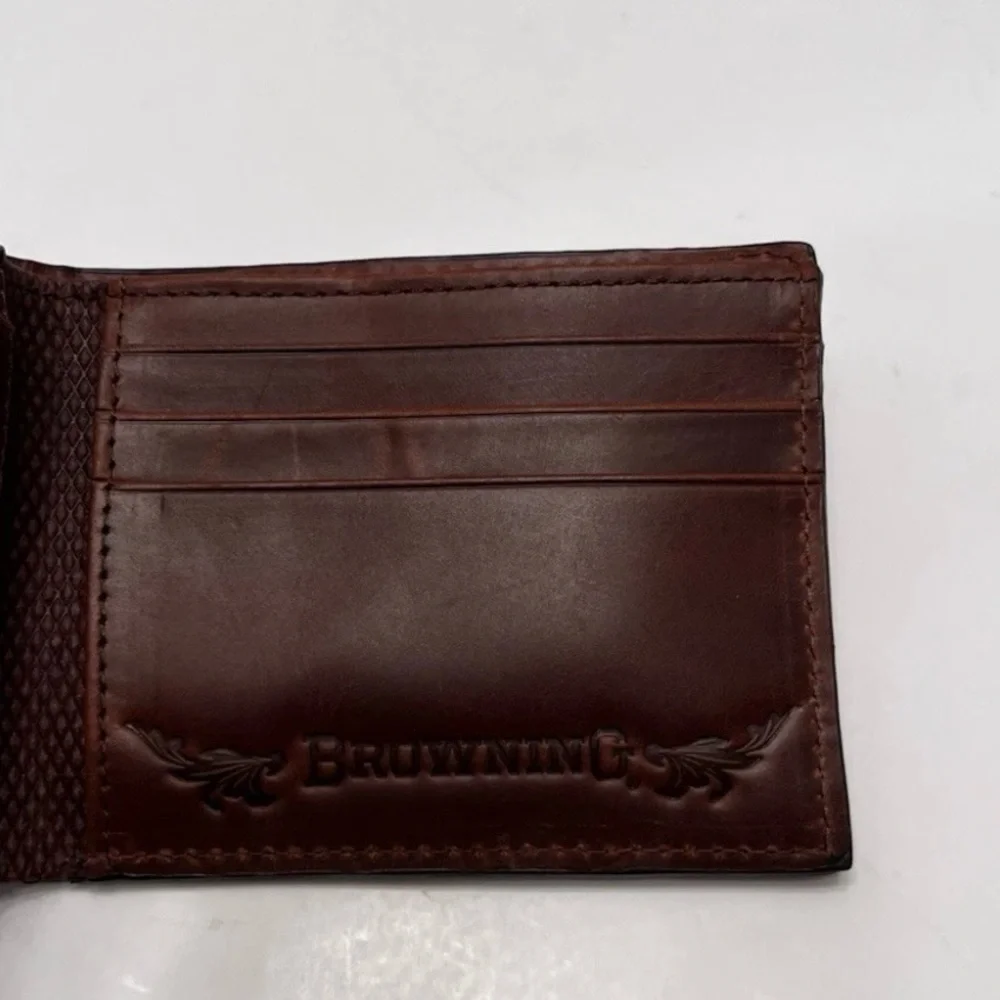Browning Genuine Leather Western Bi-fold Billfold Men's Wallet, Brown